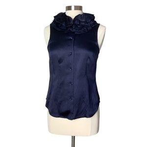Anthropologie‎ Mise en Scene by Ruffian Silk Ruffle Sleeveless Blouse